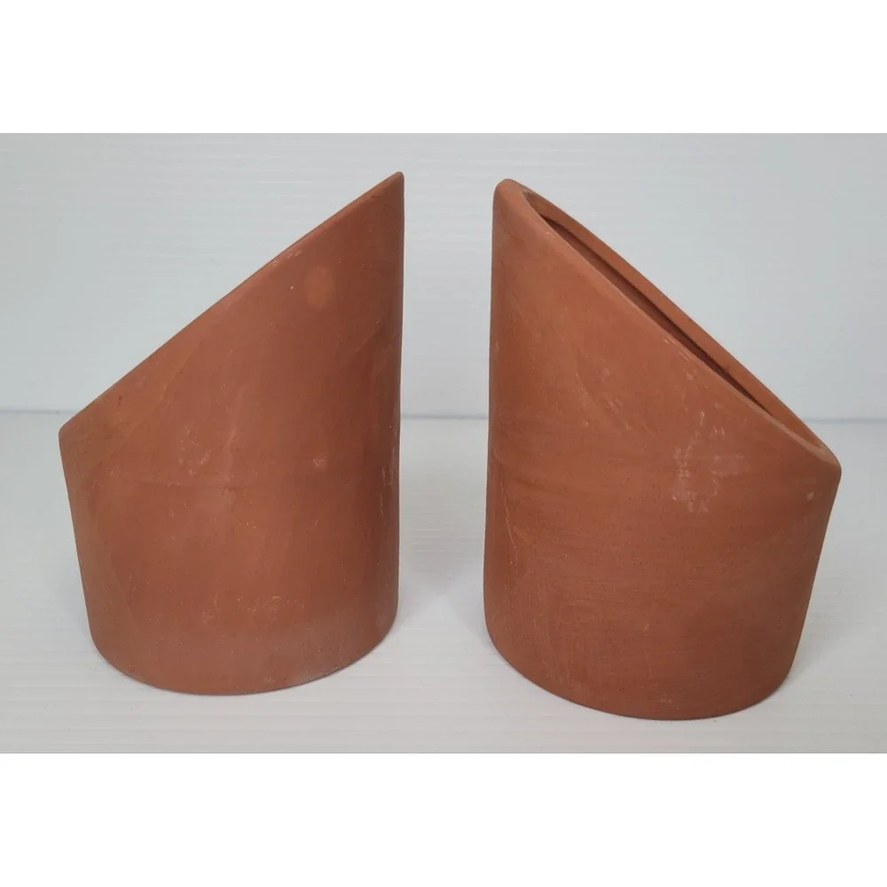2 Boston Warehouse Terracotta Oval Candle Pot City Light Style Outdoor Decor VTG